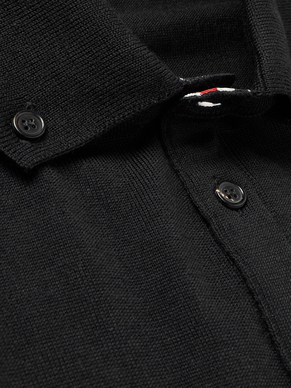 Thom Browne Slim-fit Button-down Collar Striped Wool Cardigan In Black