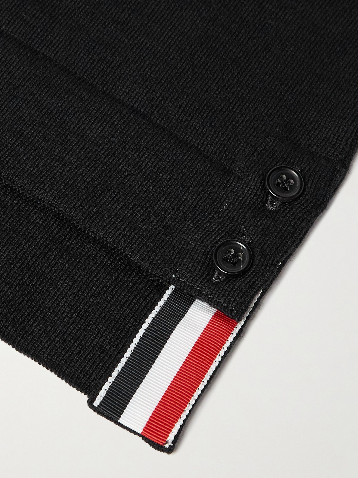 Thom Browne Slim-fit Button-down Collar Striped Wool Cardigan In Black