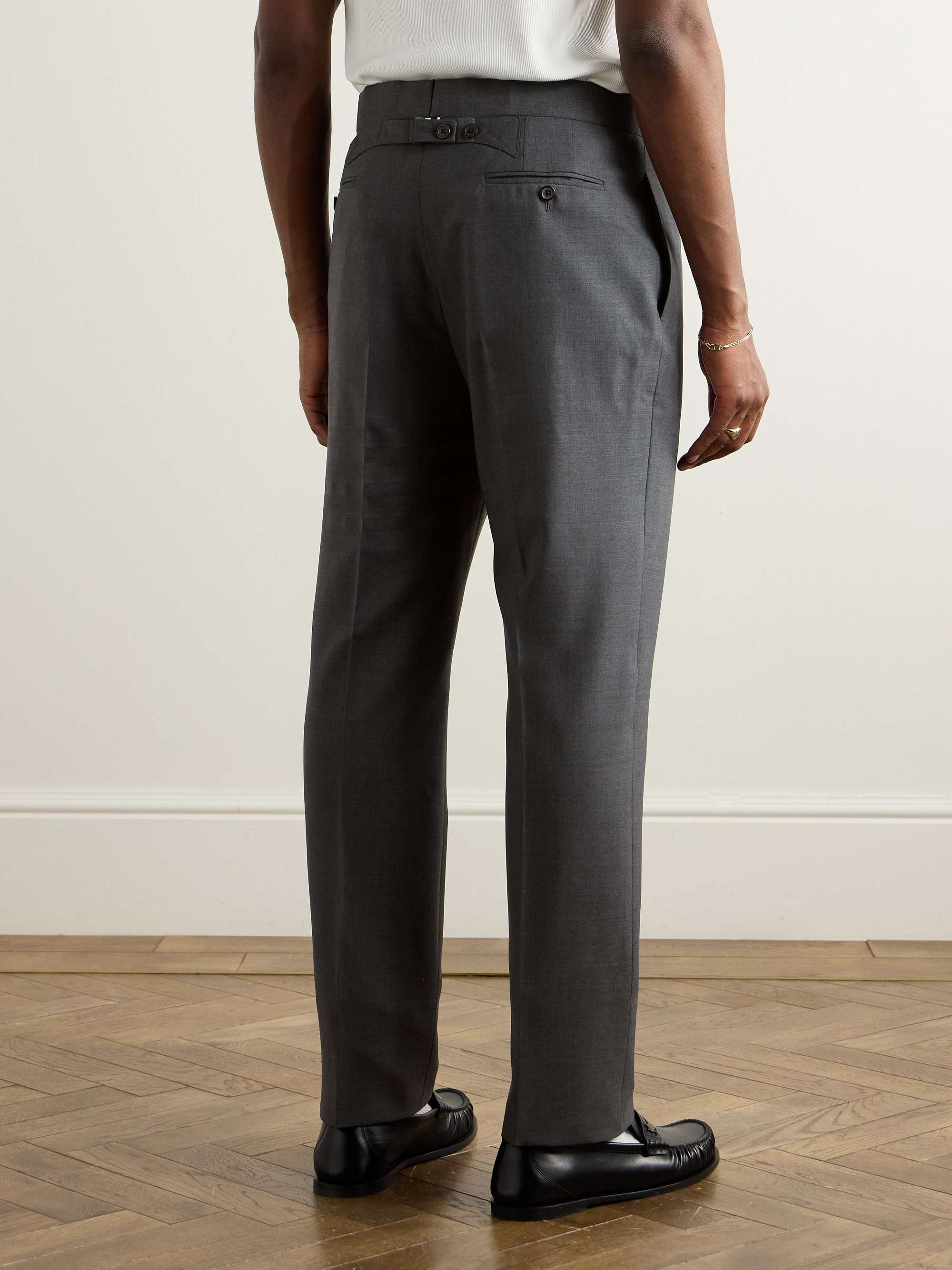 THOM BROWNE Slim-Fit Tapered Striped Wool Suit Trousers