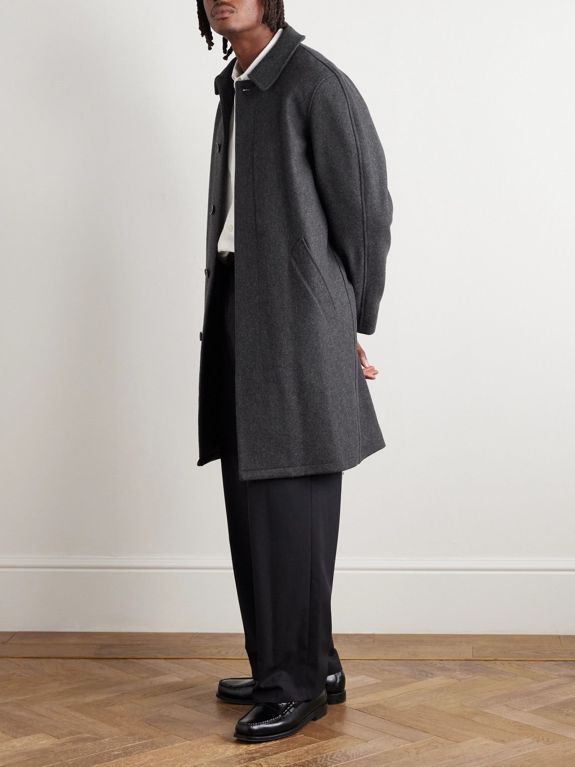 Apc Auster Brushed Wool-blend Coat In Gray