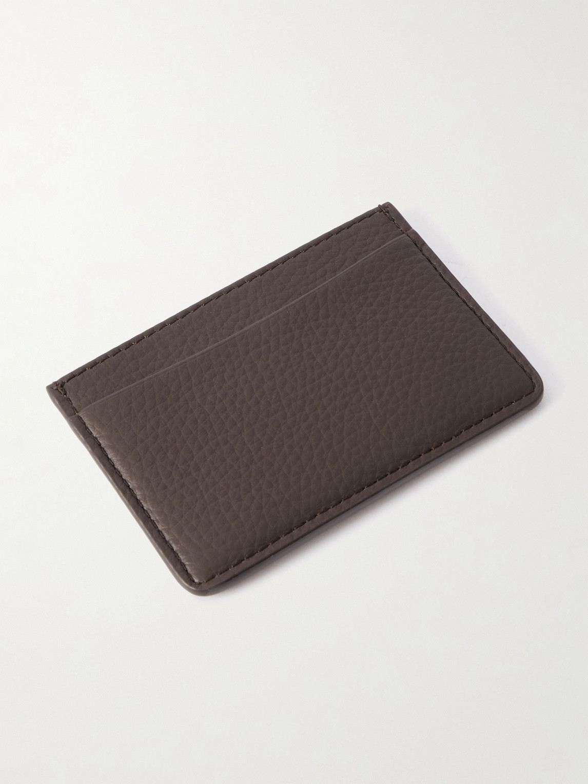 Apc Logo-print Full-grain Leather Cardholder In Brown