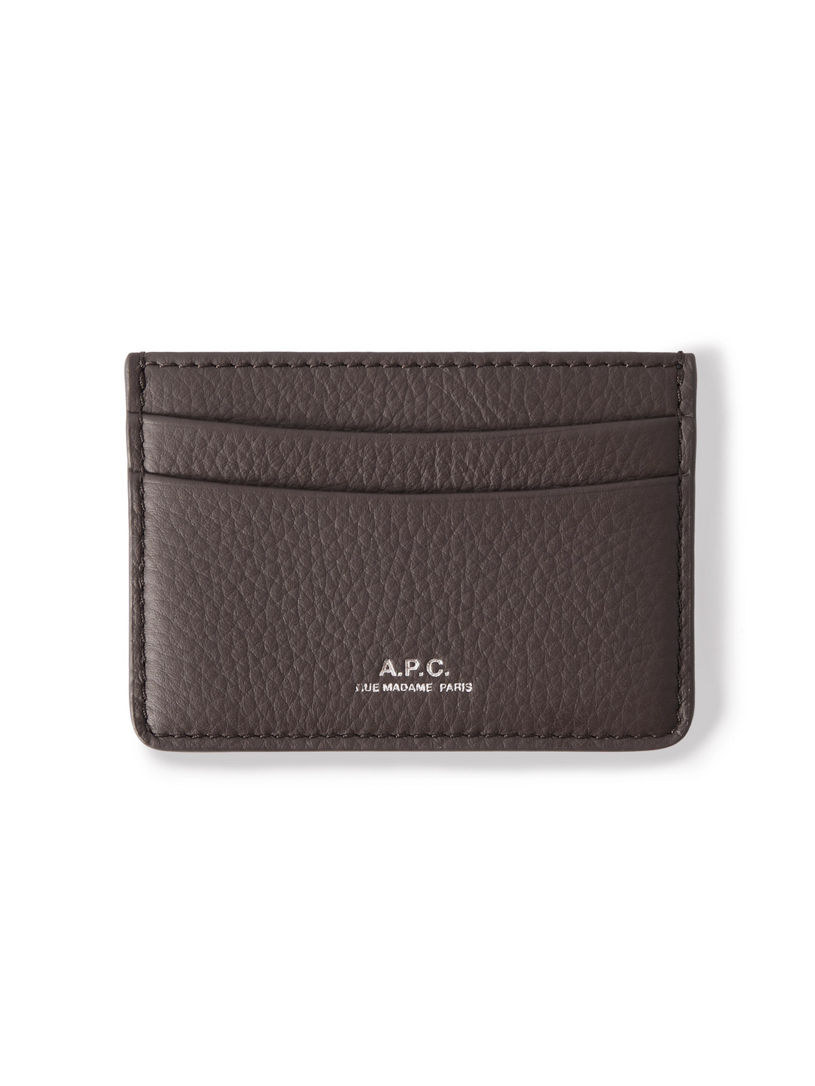 Apc Logo-print Full-grain Leather Cardholder In Brown