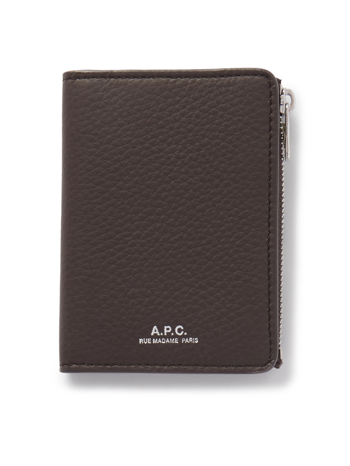 Apc Stefan Full-grain Leather Zipped Cardholder In Brown