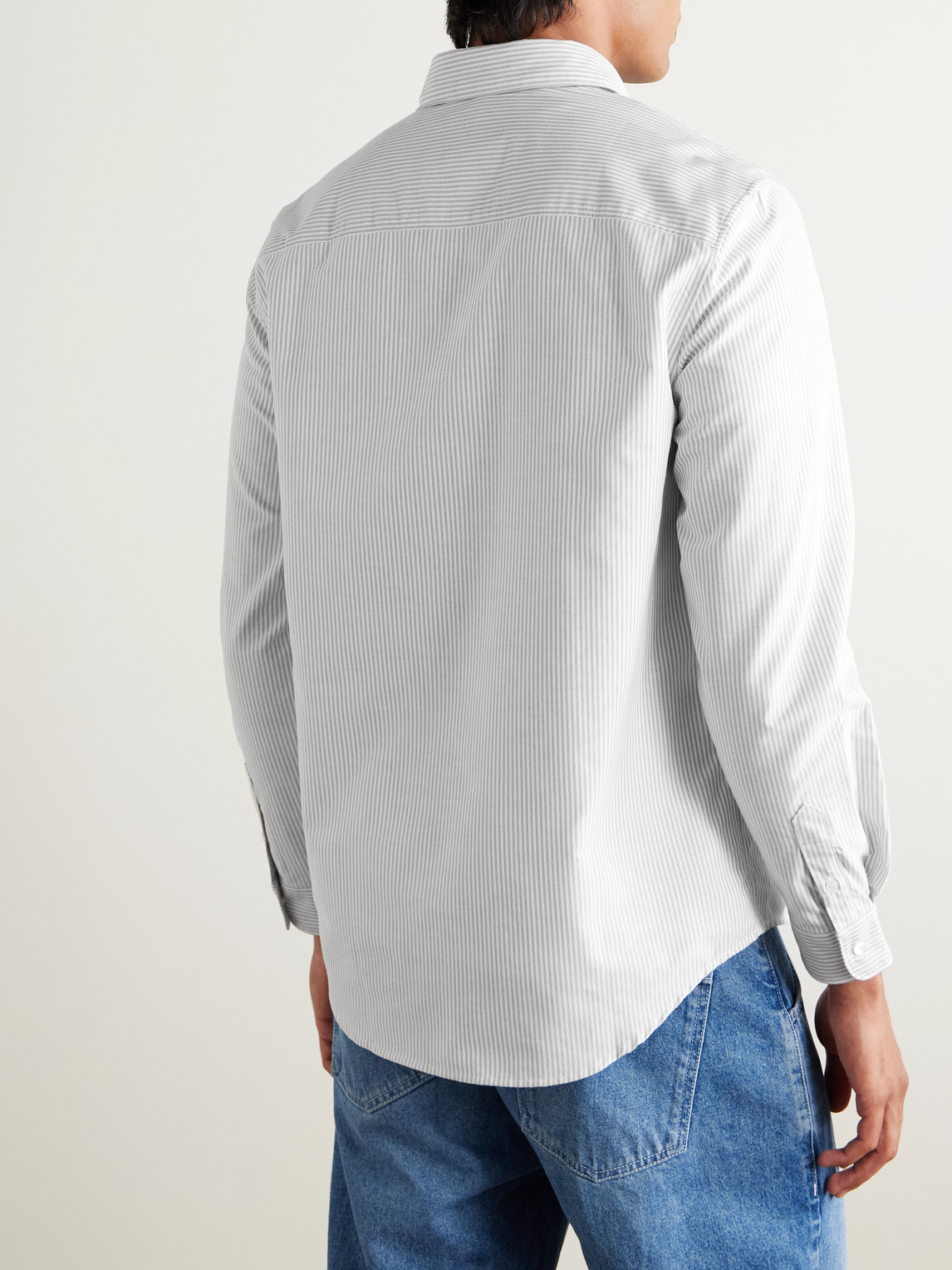Apc Greg Button-down Collar Striped Cotton Oxford Shirt In White