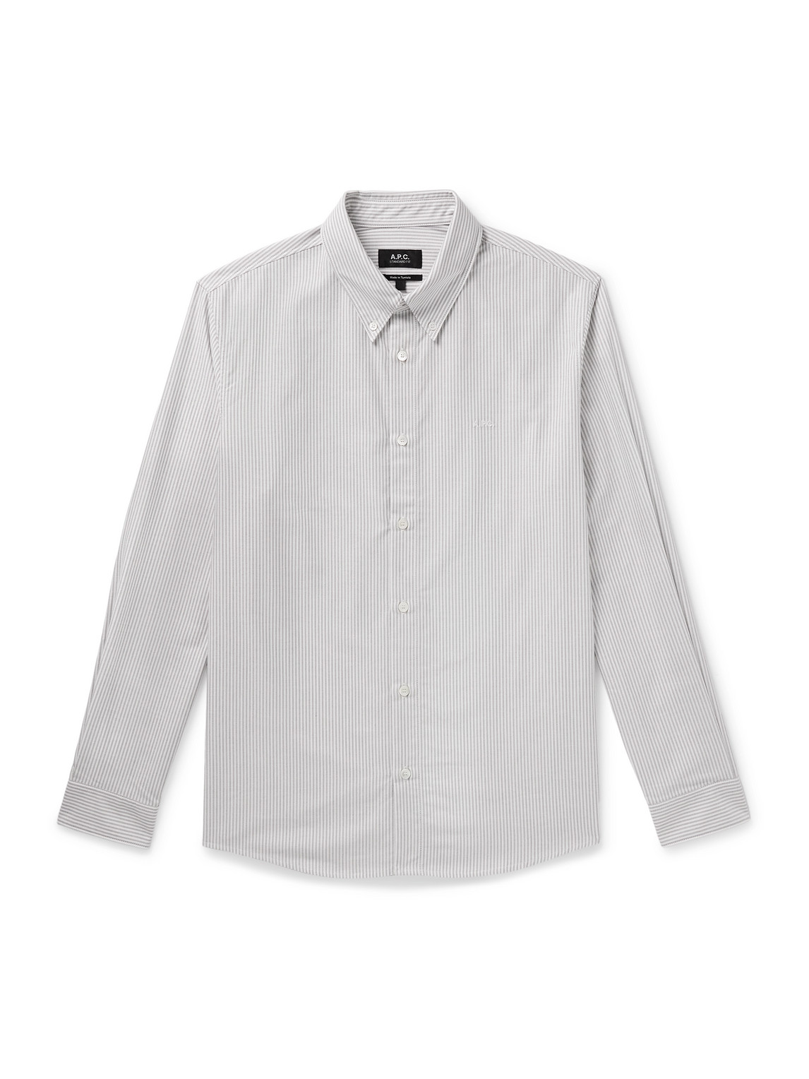 Apc Greg Button-down Collar Striped Cotton Oxford Shirt In White