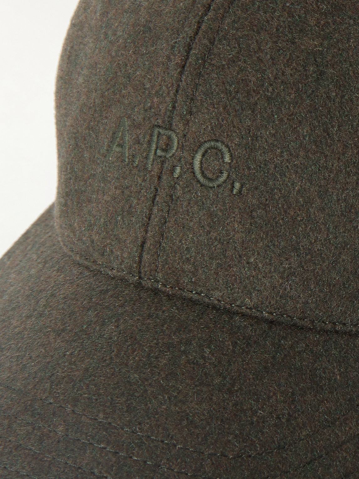 Apc Charlie Logo-embroidered Wool-blend Baseball Cap In Brown