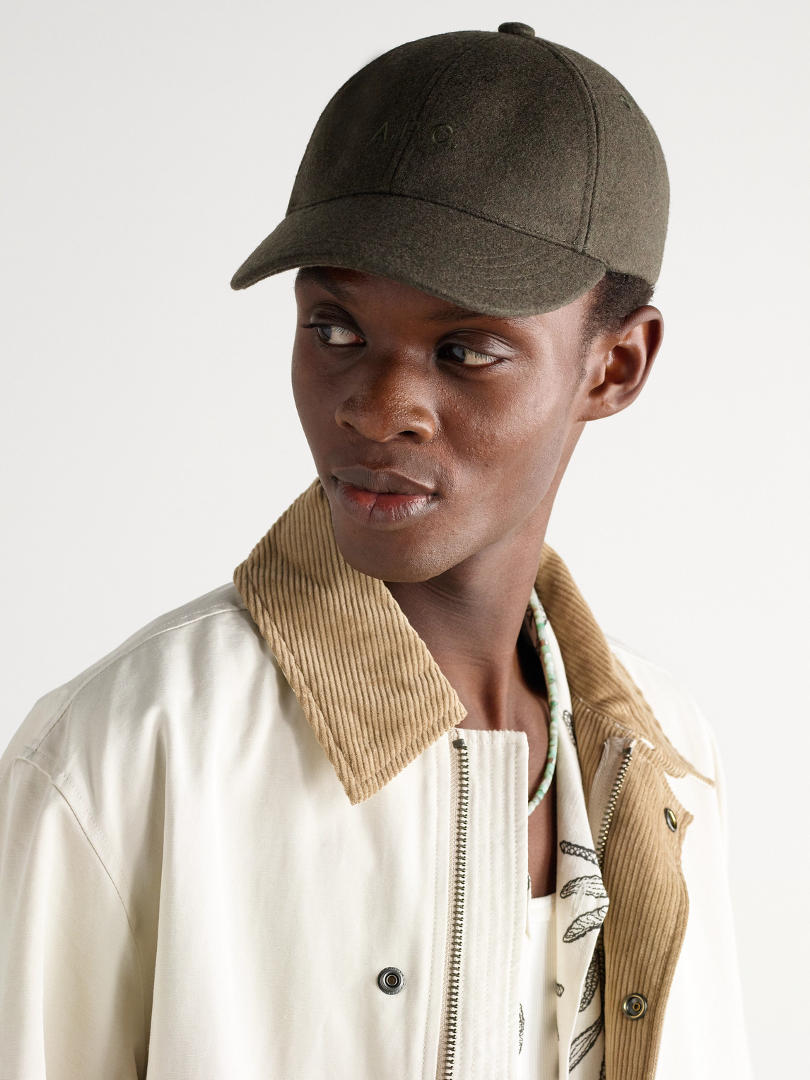 Apc Charlie Logo-embroidered Wool-blend Baseball Cap In Brown