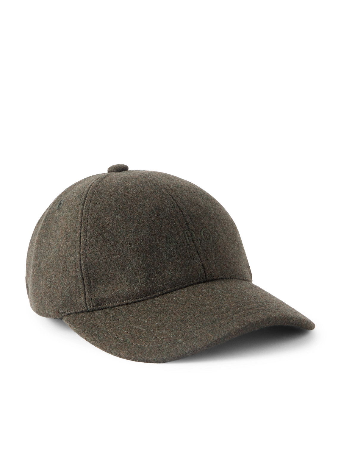 Apc Charlie Logo-embroidered Wool-blend Baseball Cap In Brown