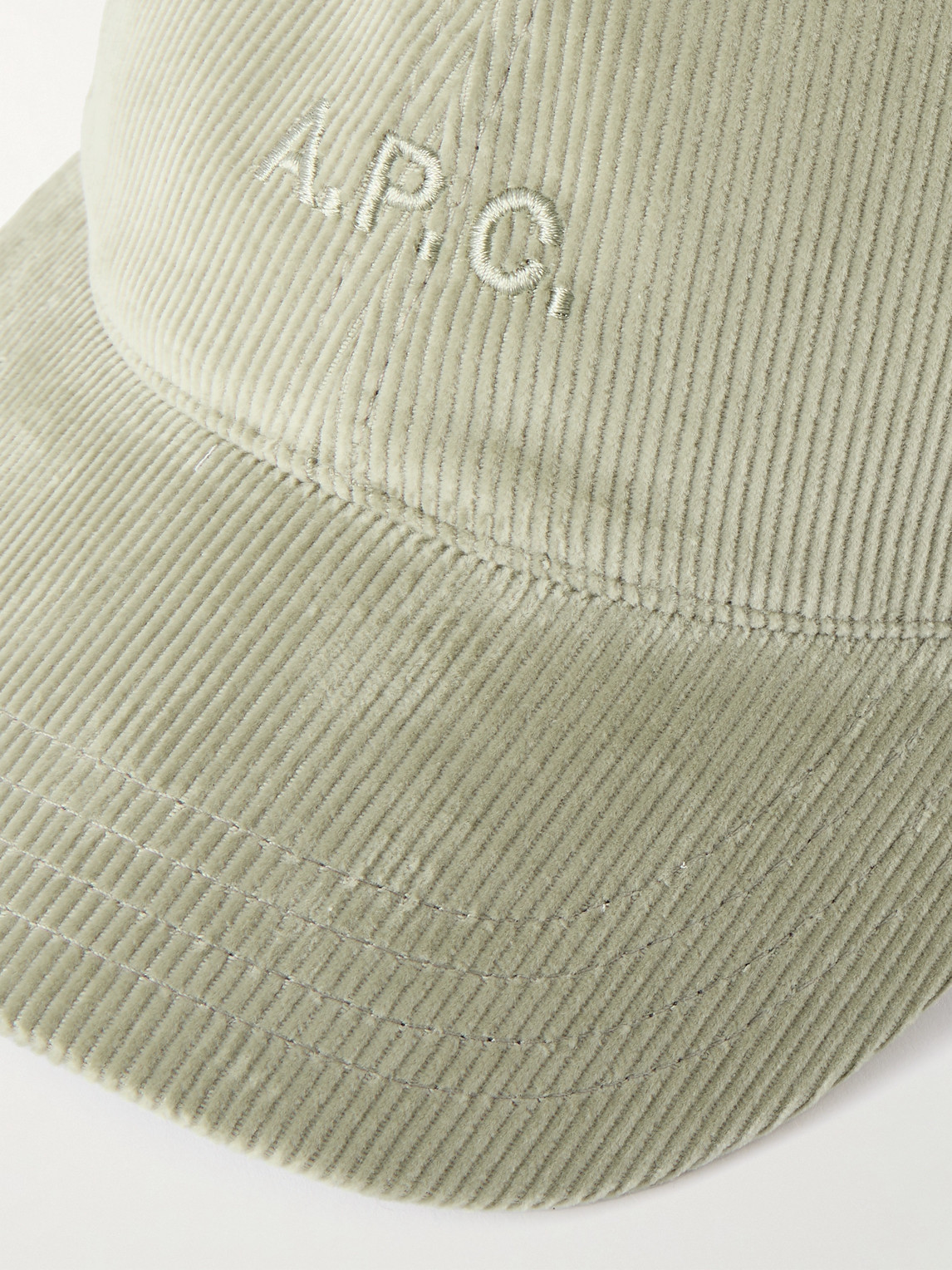 Apc Charlie Logo-embroidered Wool-blend Corduroy Baseball Cap In Neutral
