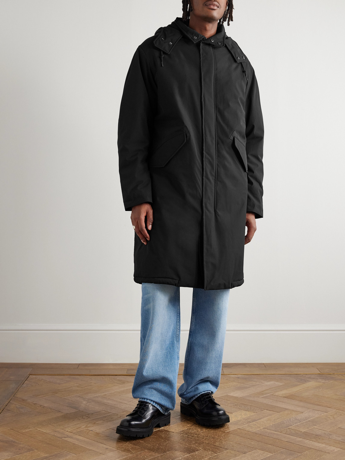 Apc Anatole Stretch-shell Hooded Parka In Black