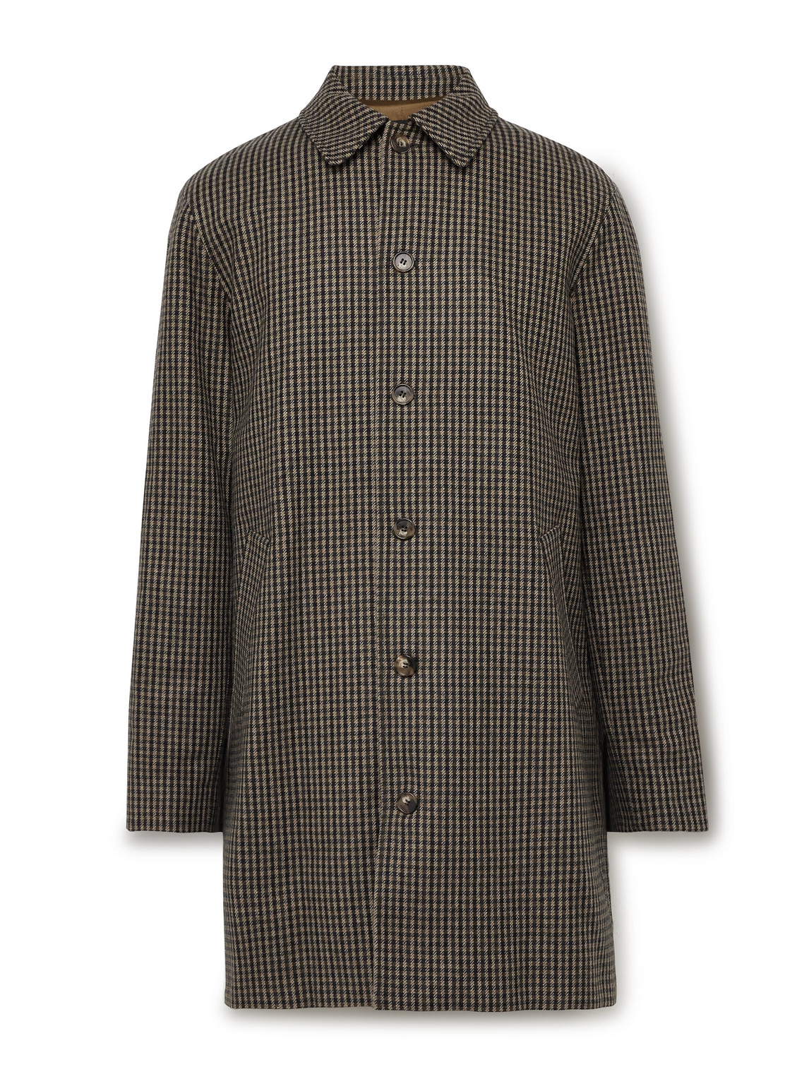 Apc Mac Paul Houndstooth Wool-blend Coat In Brown