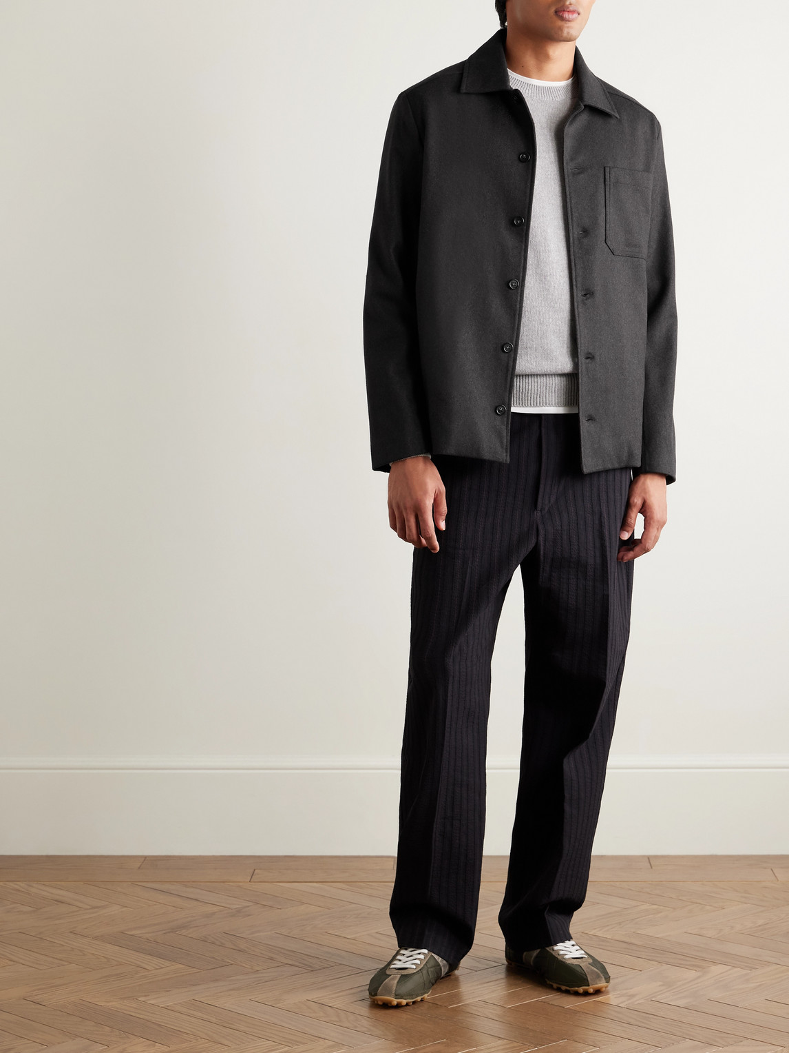Apc Jamie Recycled Wool-blend Overshirt In Gray