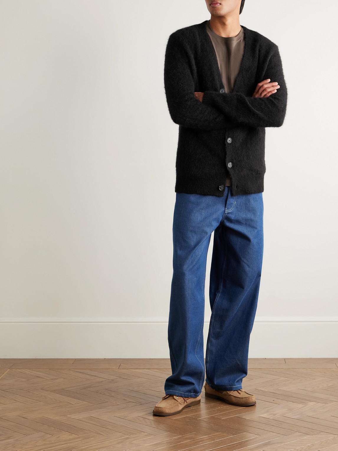 Apc Davis Brushed Alpaca-blend Cardigan In Black