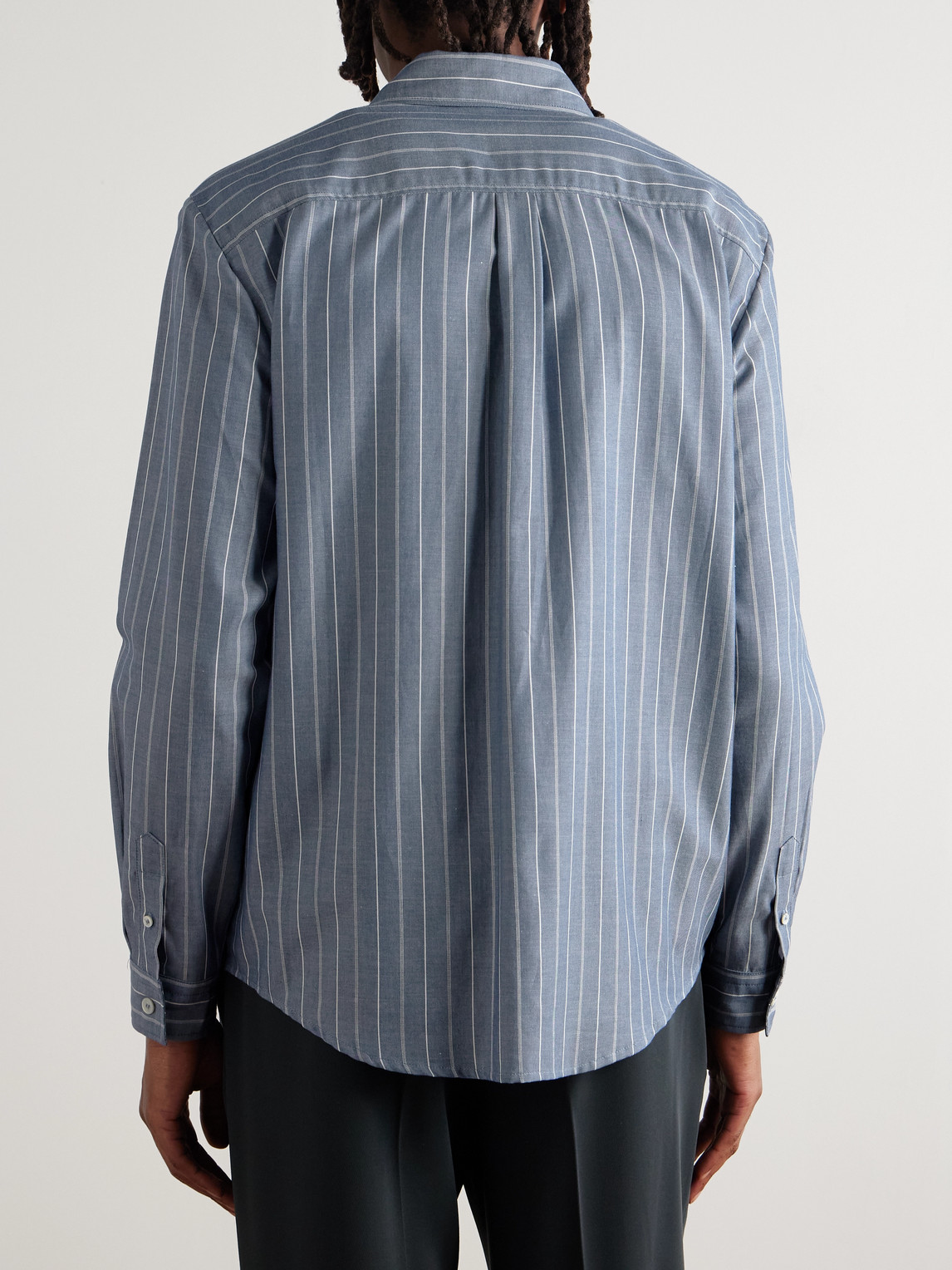 Apc Clement Striped Cotton And Wool-blend Shirt In Blue