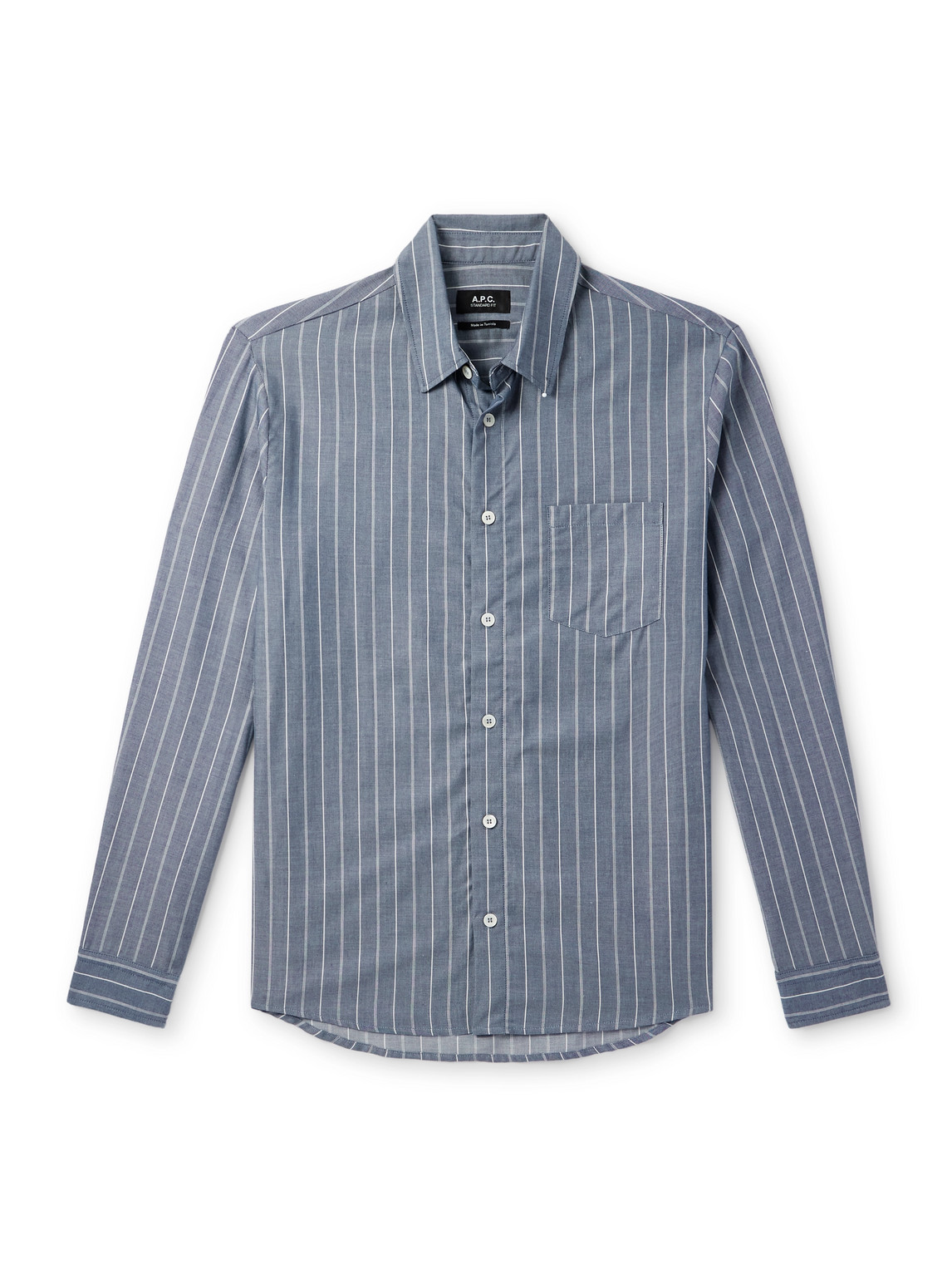 Apc Clement Striped Cotton And Wool-blend Shirt In Blue