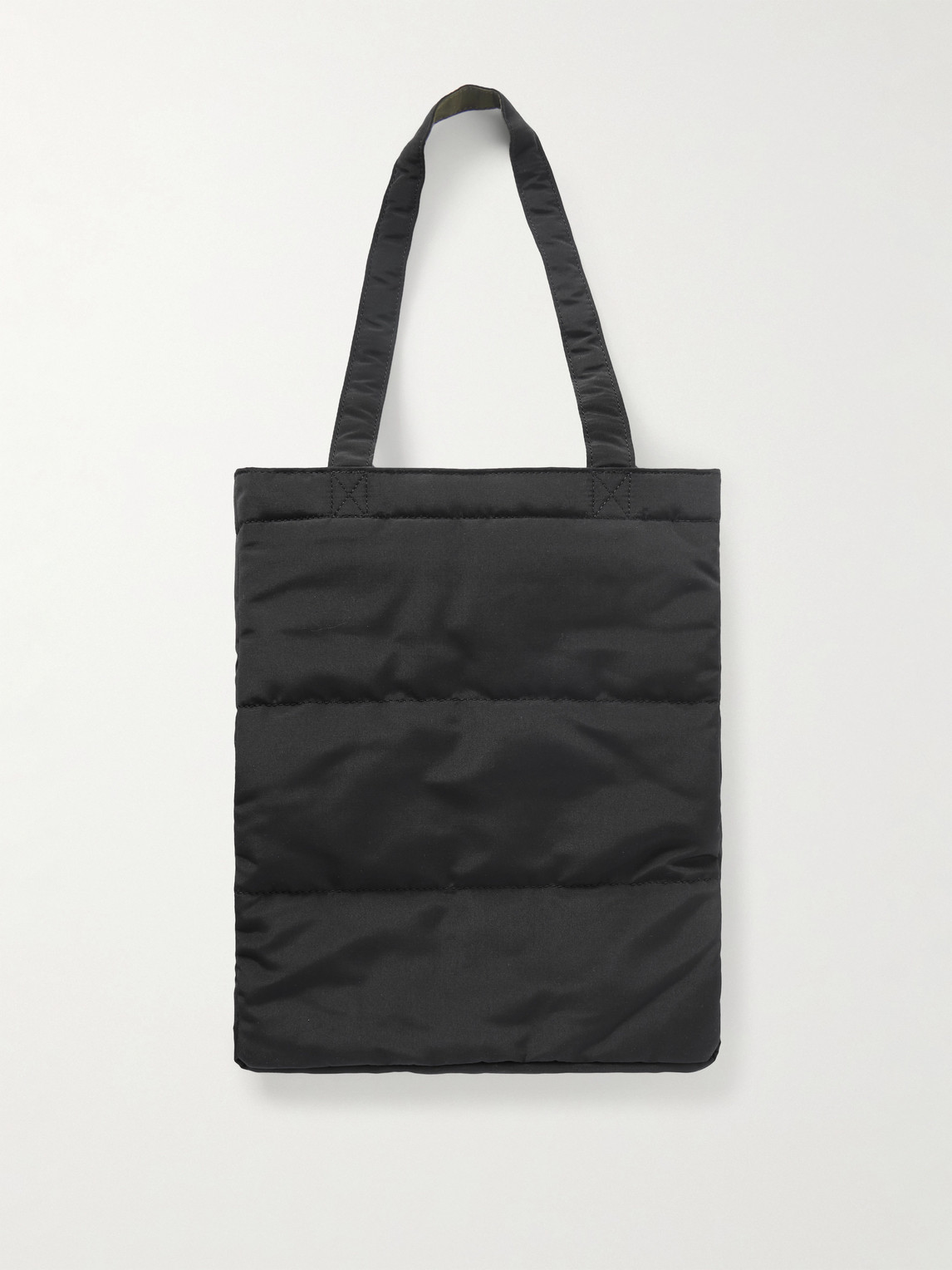 Apc Logo-print Reversible Quilted Crepe Tote Bag In Black