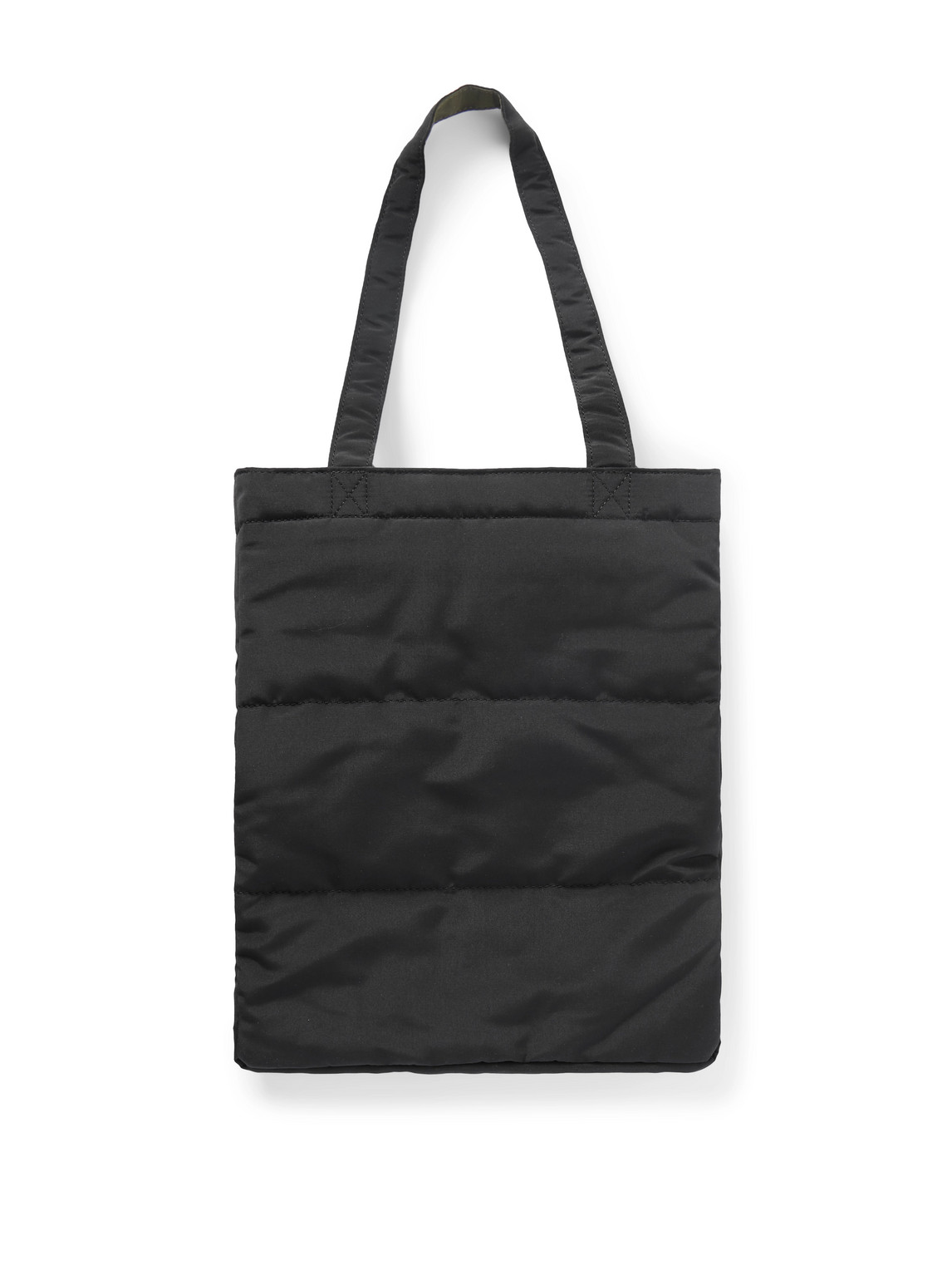 Apc Logo-print Reversible Quilted Crepe Tote Bag In Black