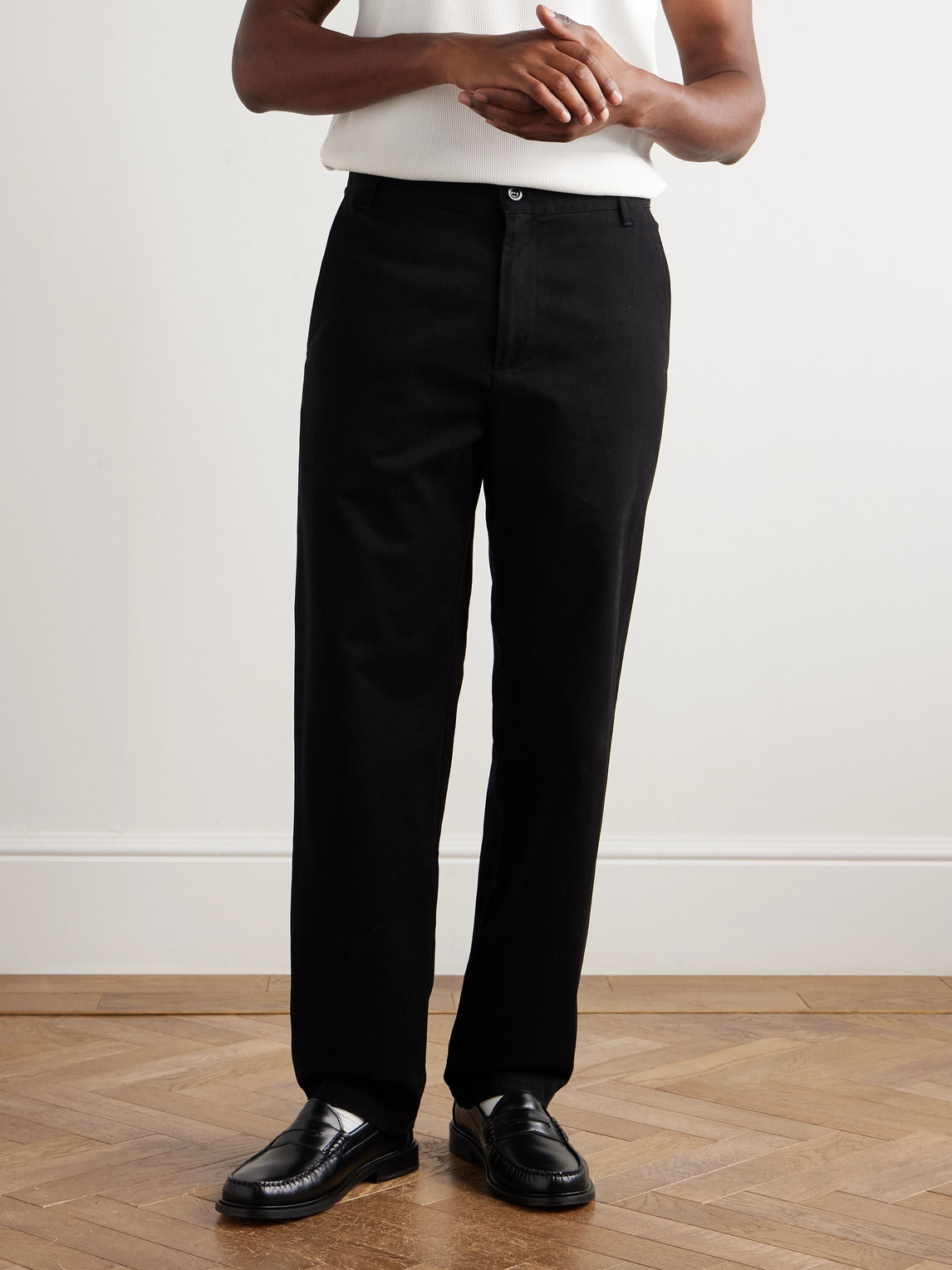 Apc Lawrence Straight-leg Cotton-twill Chinos In Black