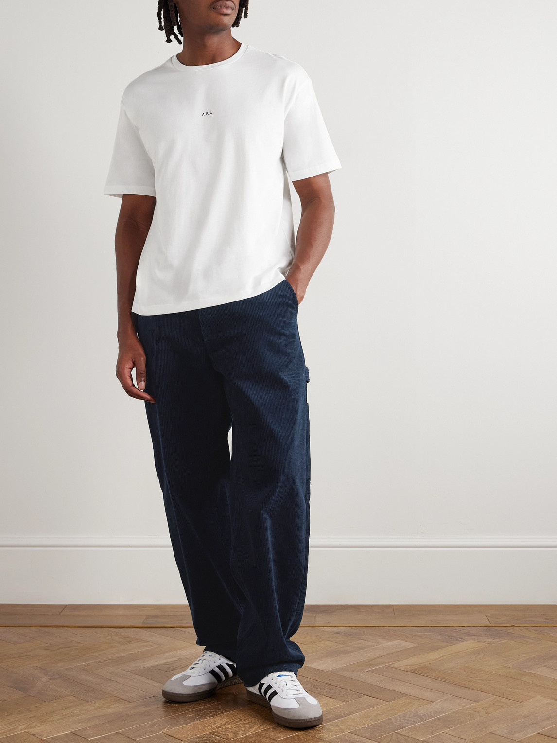 Apc Fergus Straight-leg Cotton-blend Corduroy Trousers In Blue