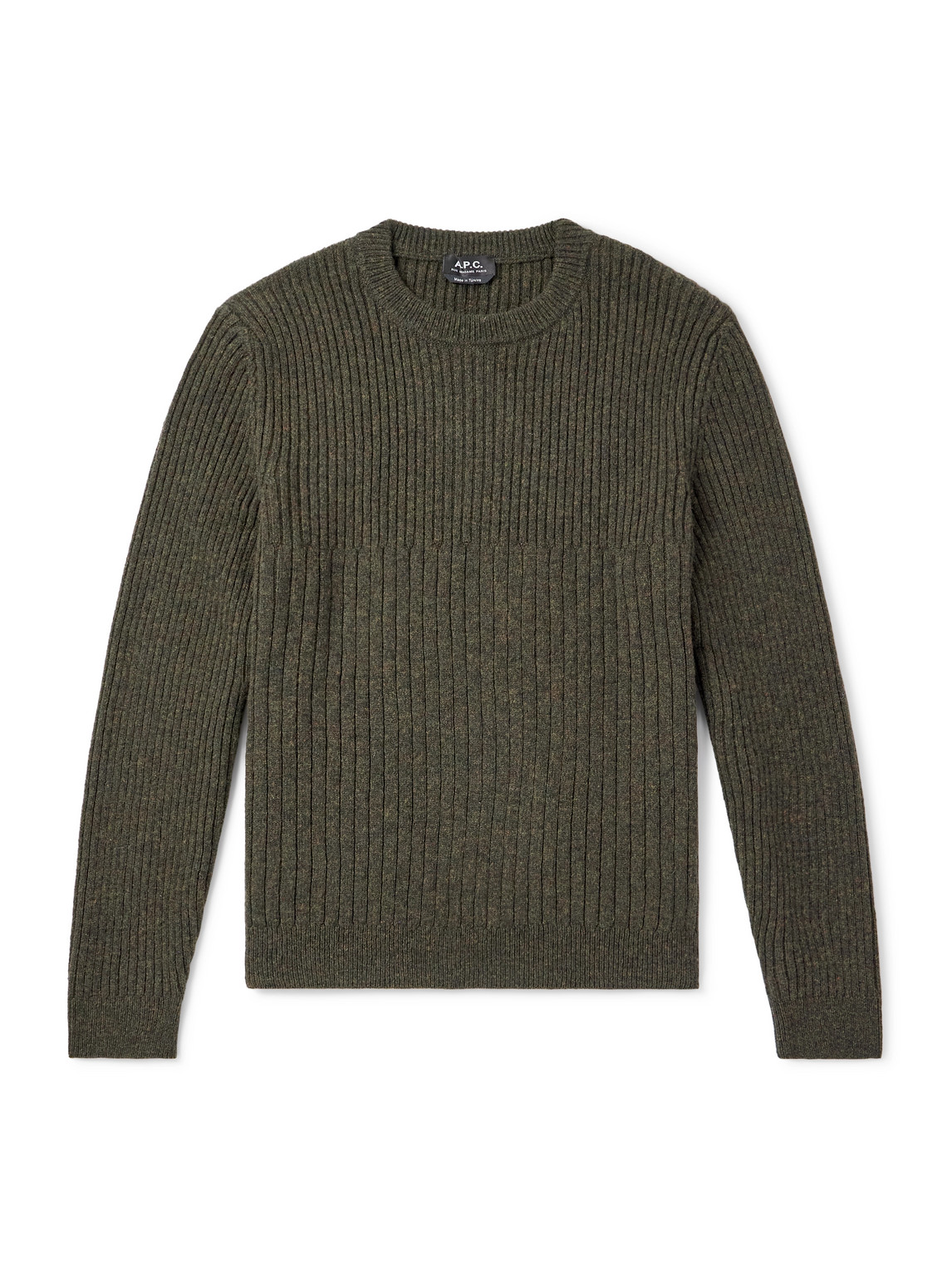Apc Ribbed Wool Sweater In Green
