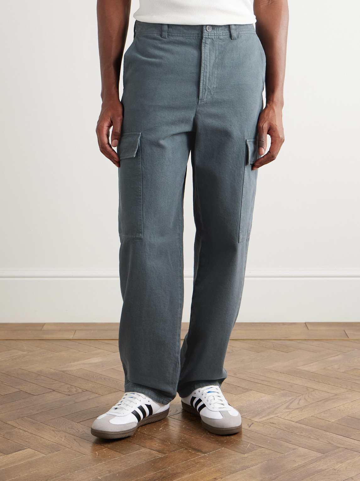 Apc Duncan Straight-leg Organic Cotton-twill Trousers In Blue