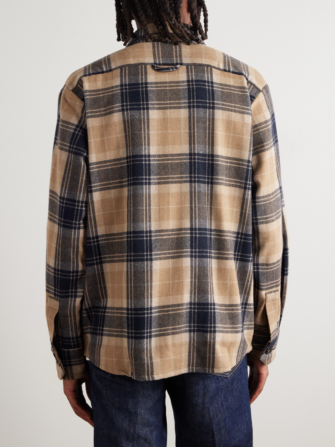 Apc Bobby Oversized Checked Wool-blend Flannel Overshirt In Brown