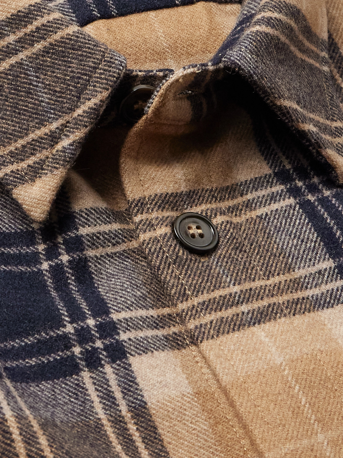 Apc Bobby Oversized Checked Wool-blend Flannel Overshirt In Brown