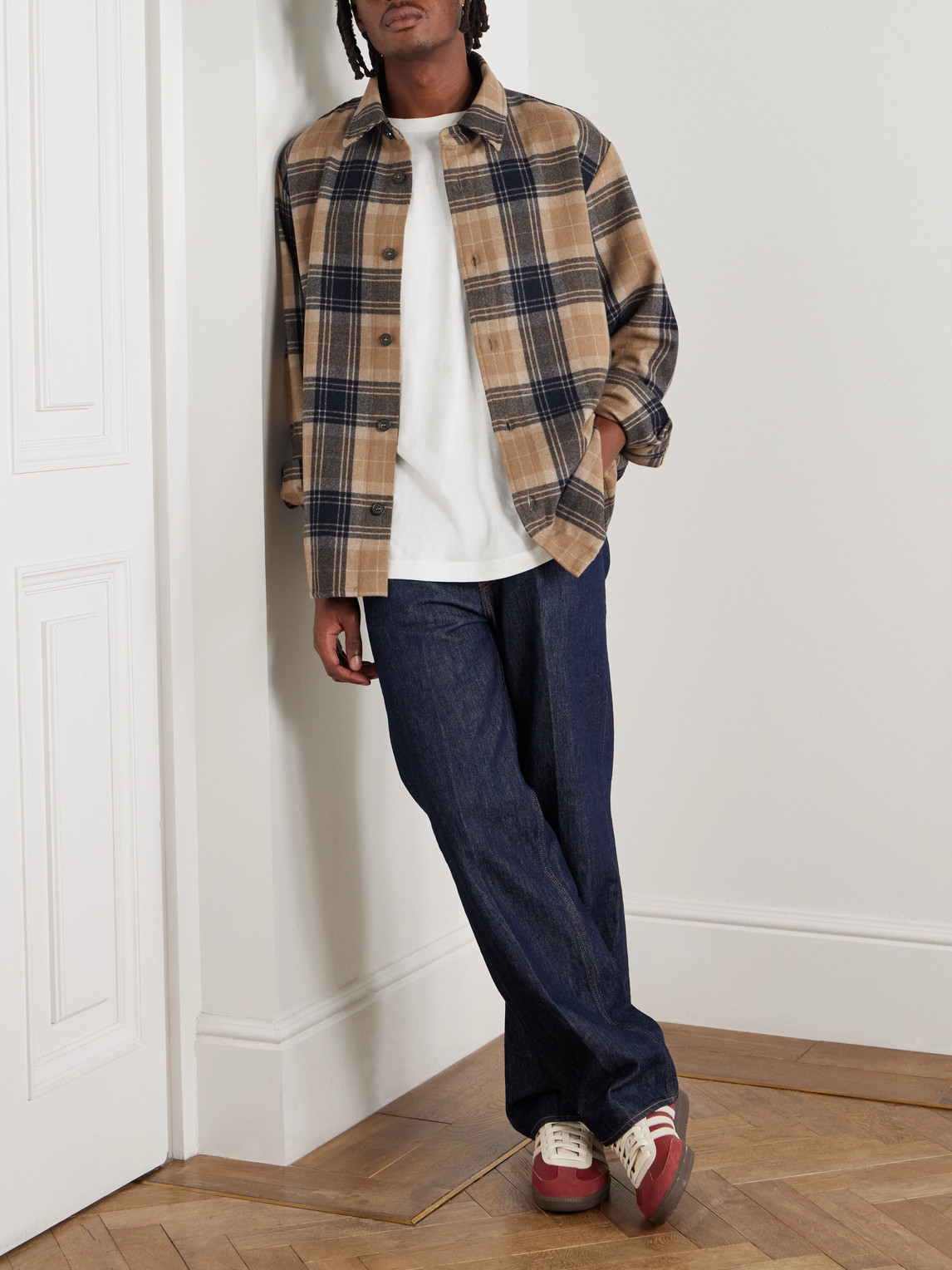 Apc Bobby Oversized Checked Wool-blend Flannel Overshirt In Brown