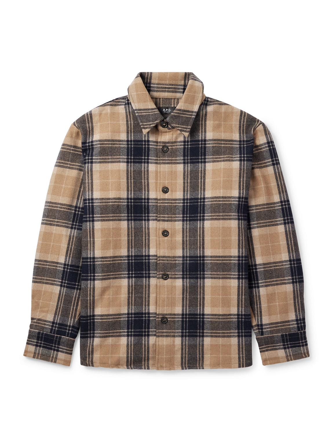 Apc Bobby Oversized Checked Wool-blend Flannel Overshirt In Brown