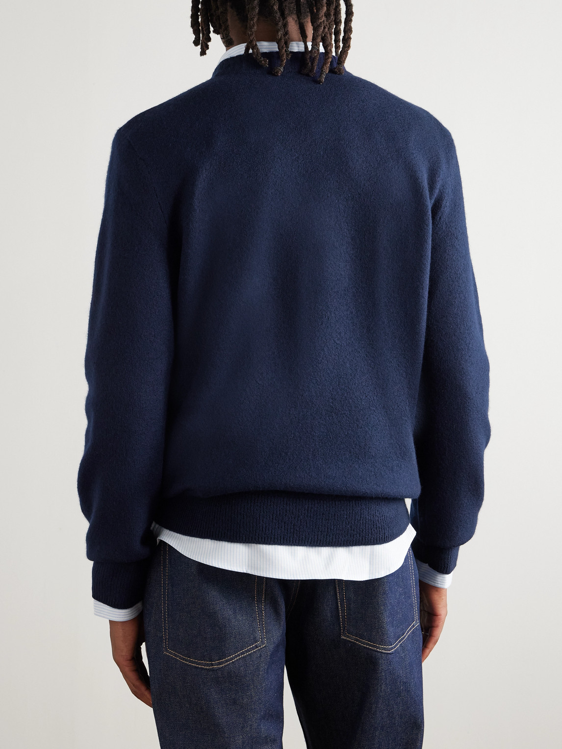 Apc Jay Logo-appliquéd Wool Sweater In Blue