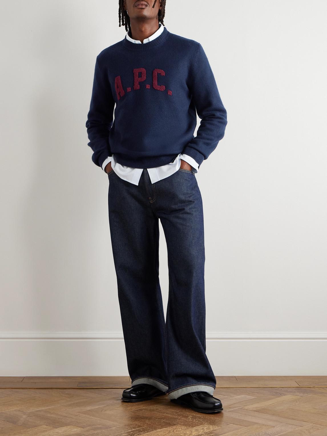 Apc Jay Logo-appliquéd Wool Sweater In Blue