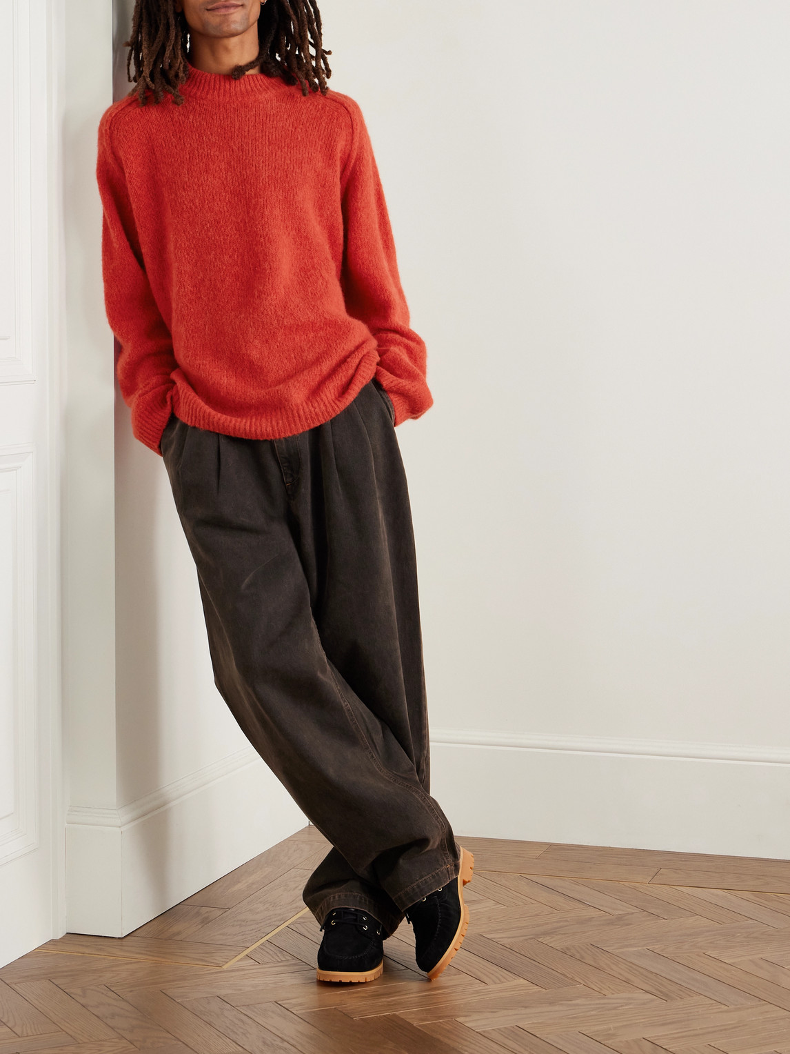 Apc Tyler Alpaca-blend Mock-neck Sweater In Red