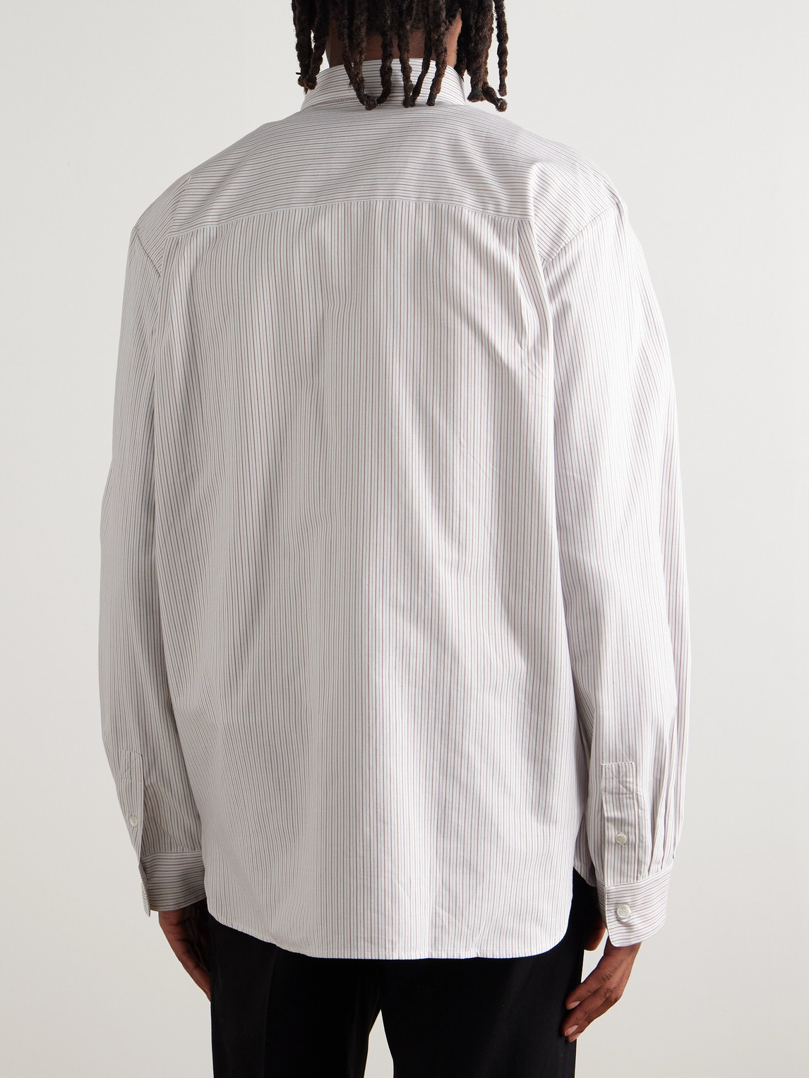 Apc Mateo Button-down Collar Pinstriped Organic Cotton Shirt In White