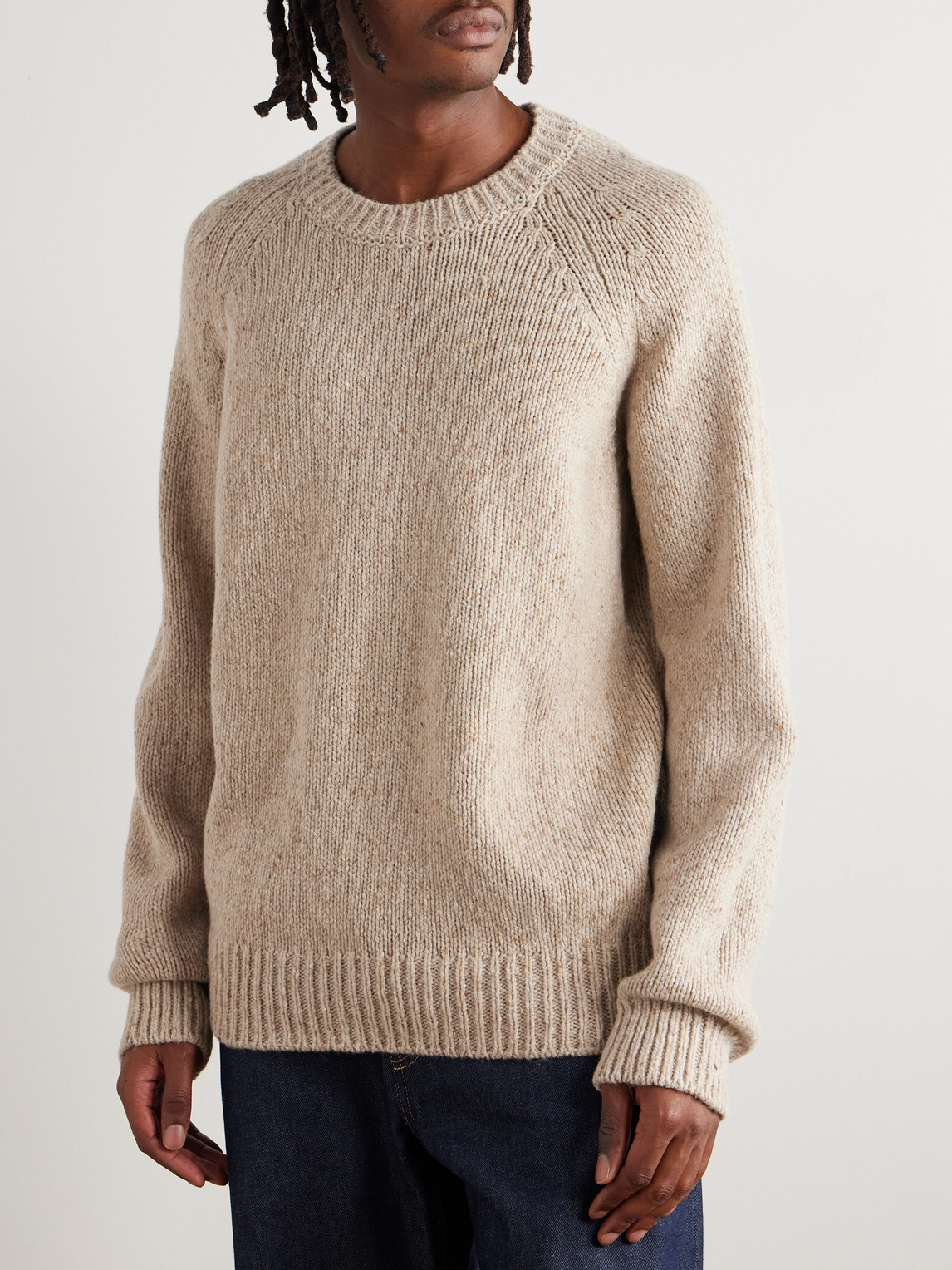 Apc Harris Flecked Merino Wool Sweater In Neutral