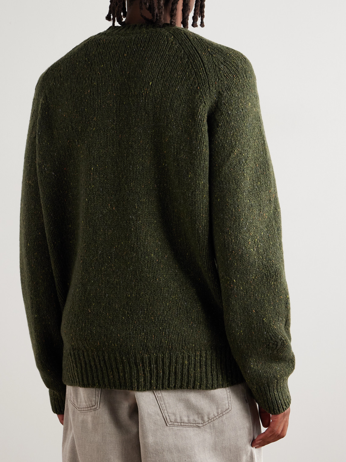 Apc Textured Knit Sweater Raglan Sleeves In Green