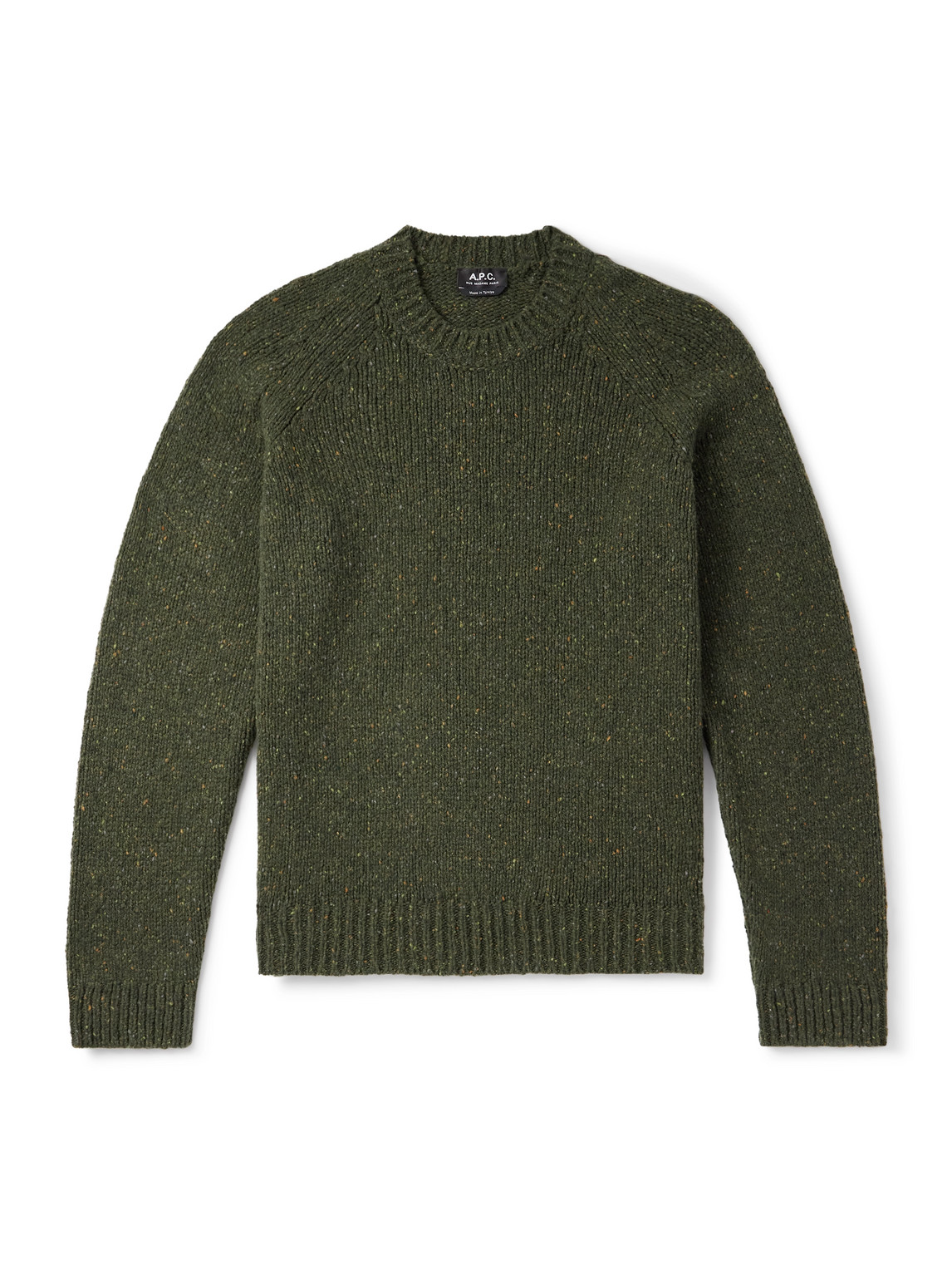 Apc Textured Knit Sweater Raglan Sleeves In Green