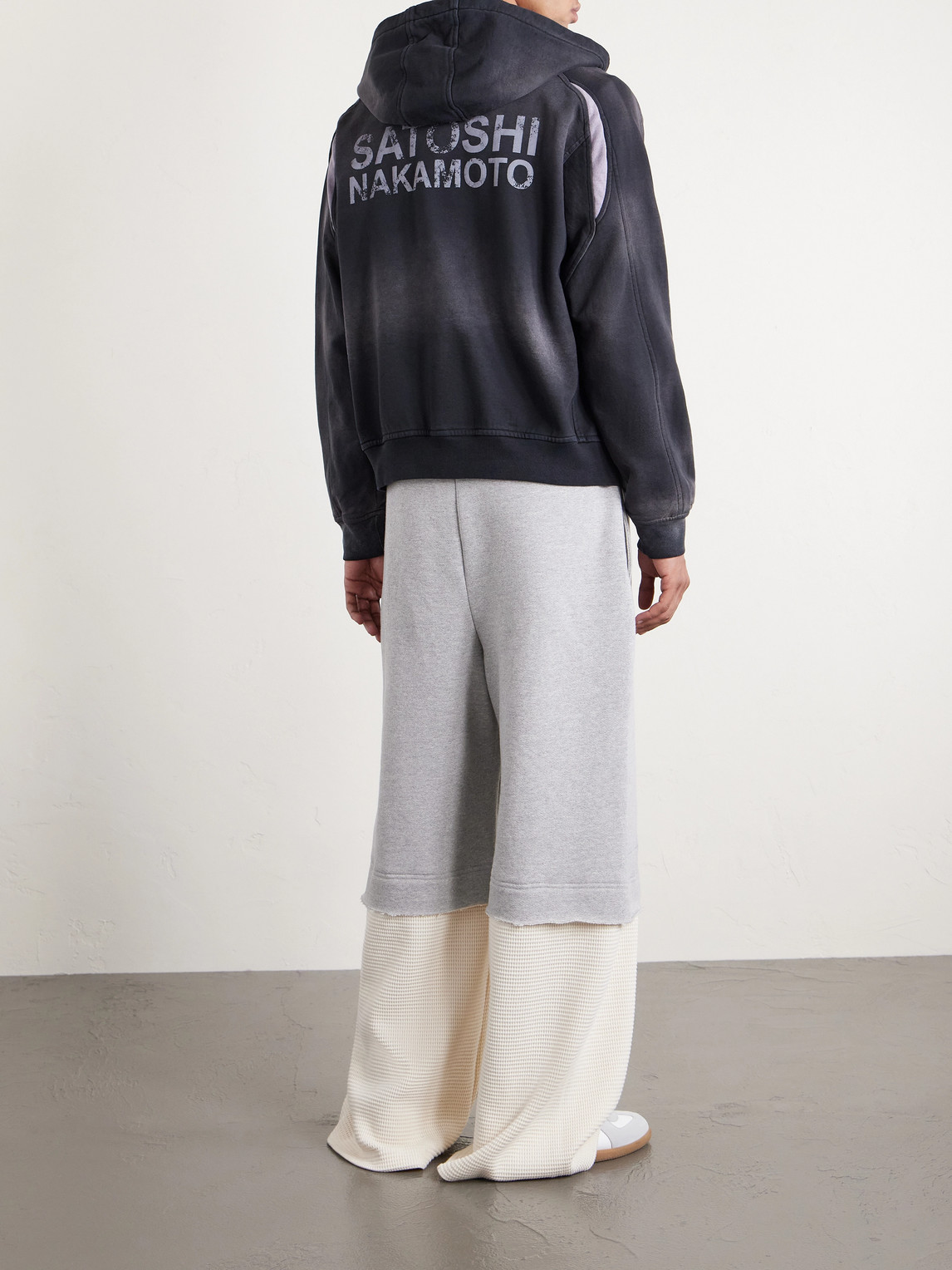  Satoshi Nakamoto - Wide-leg Logo-embellished Cotton-jersey And Waffle-knit Sweatpants - Men - Gray - S 