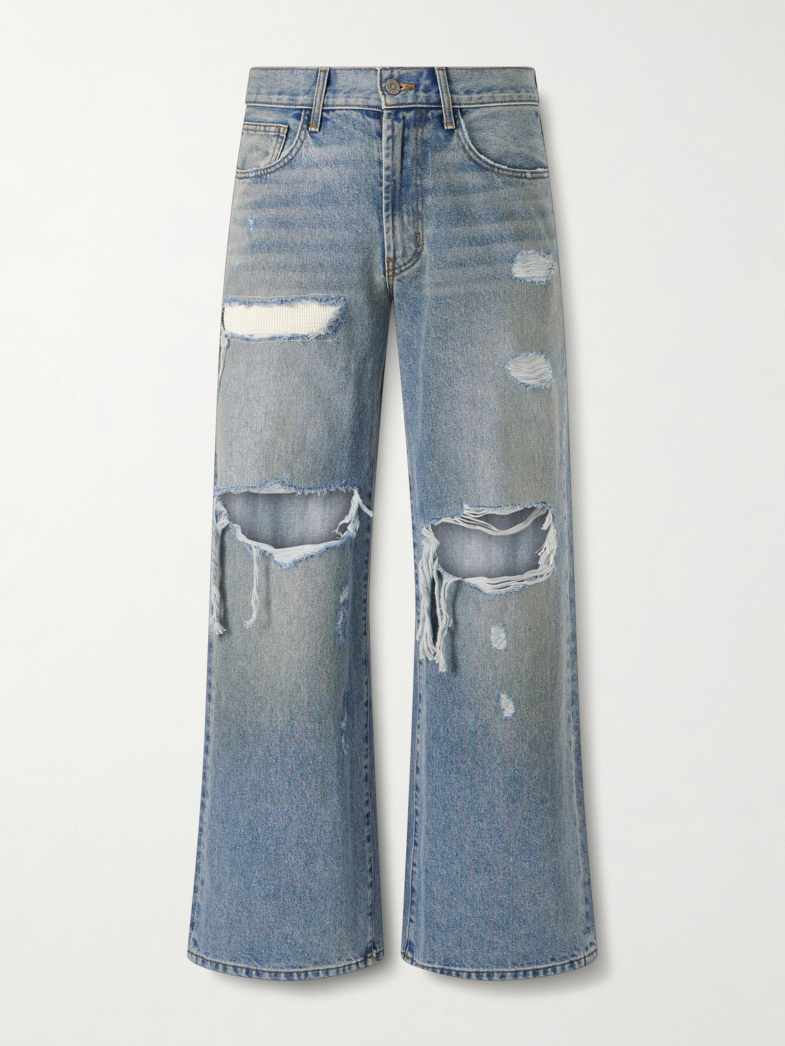 Satoshi Nakamoto Blessed To Be Stressed Straight-leg Distressed Jeans In Blue