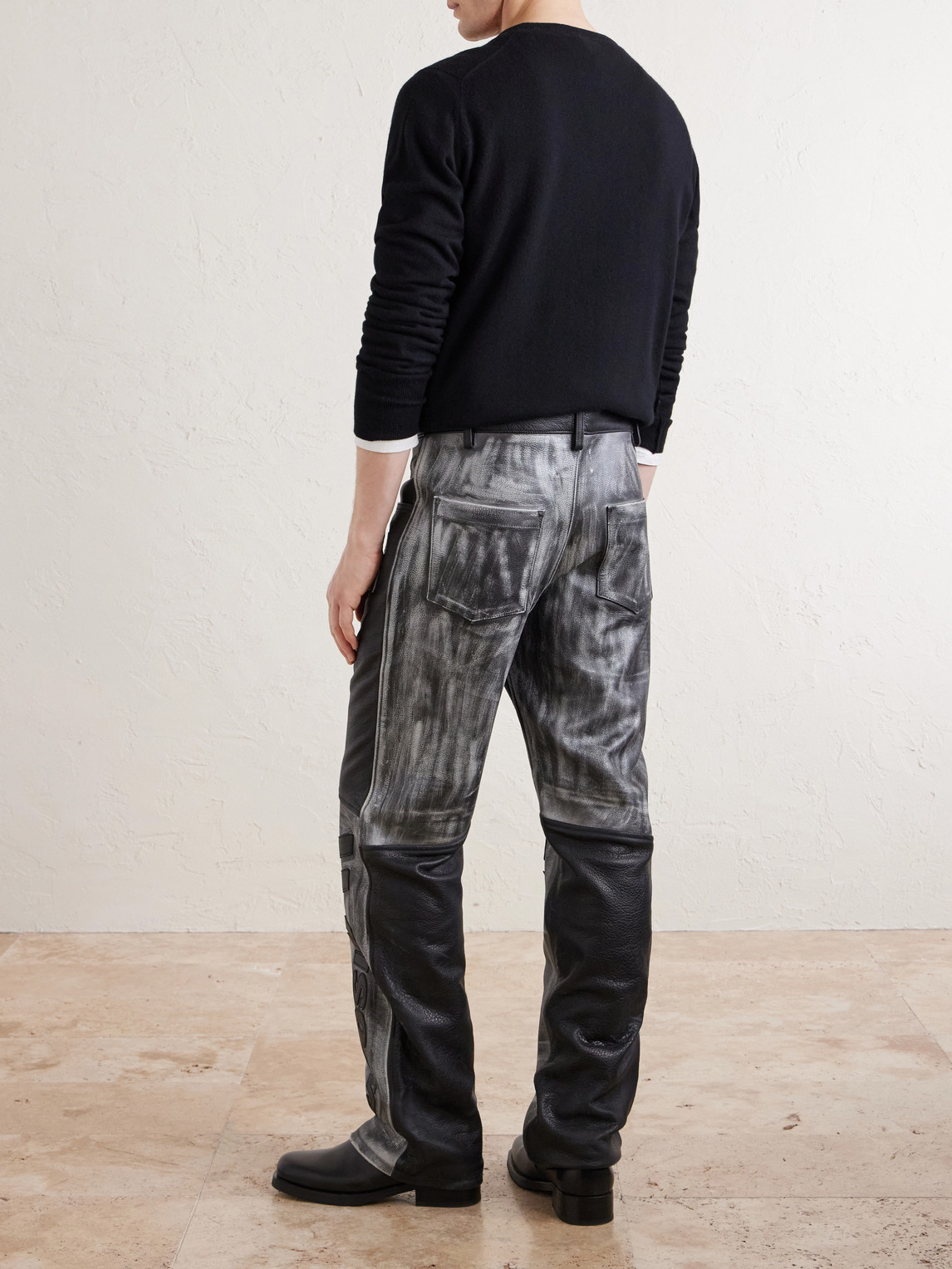 2.0 Moto Appliquéd Leather Trousers
