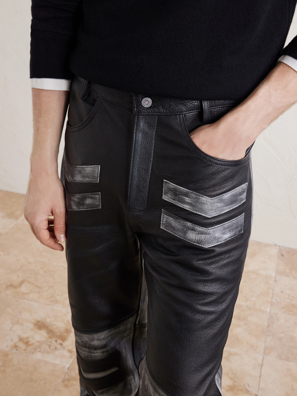 2.0 Moto Appliquéd Leather Trousers