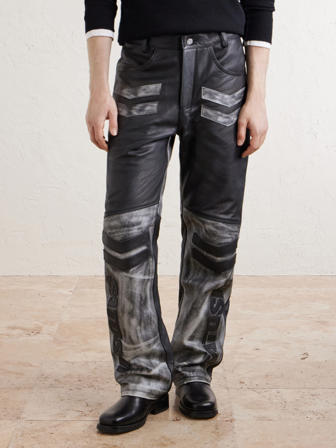 2.0 Moto Appliquéd Leather Trousers