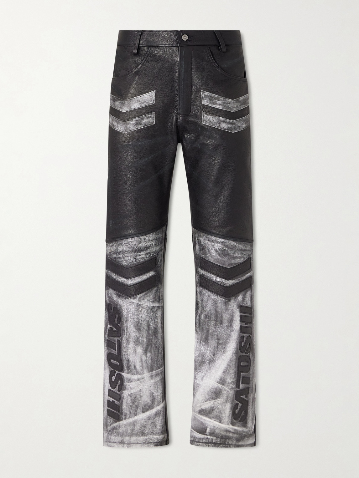 Satoshi Nakamoto 2.0 Moto Appliquéd Leather Trousers In Black