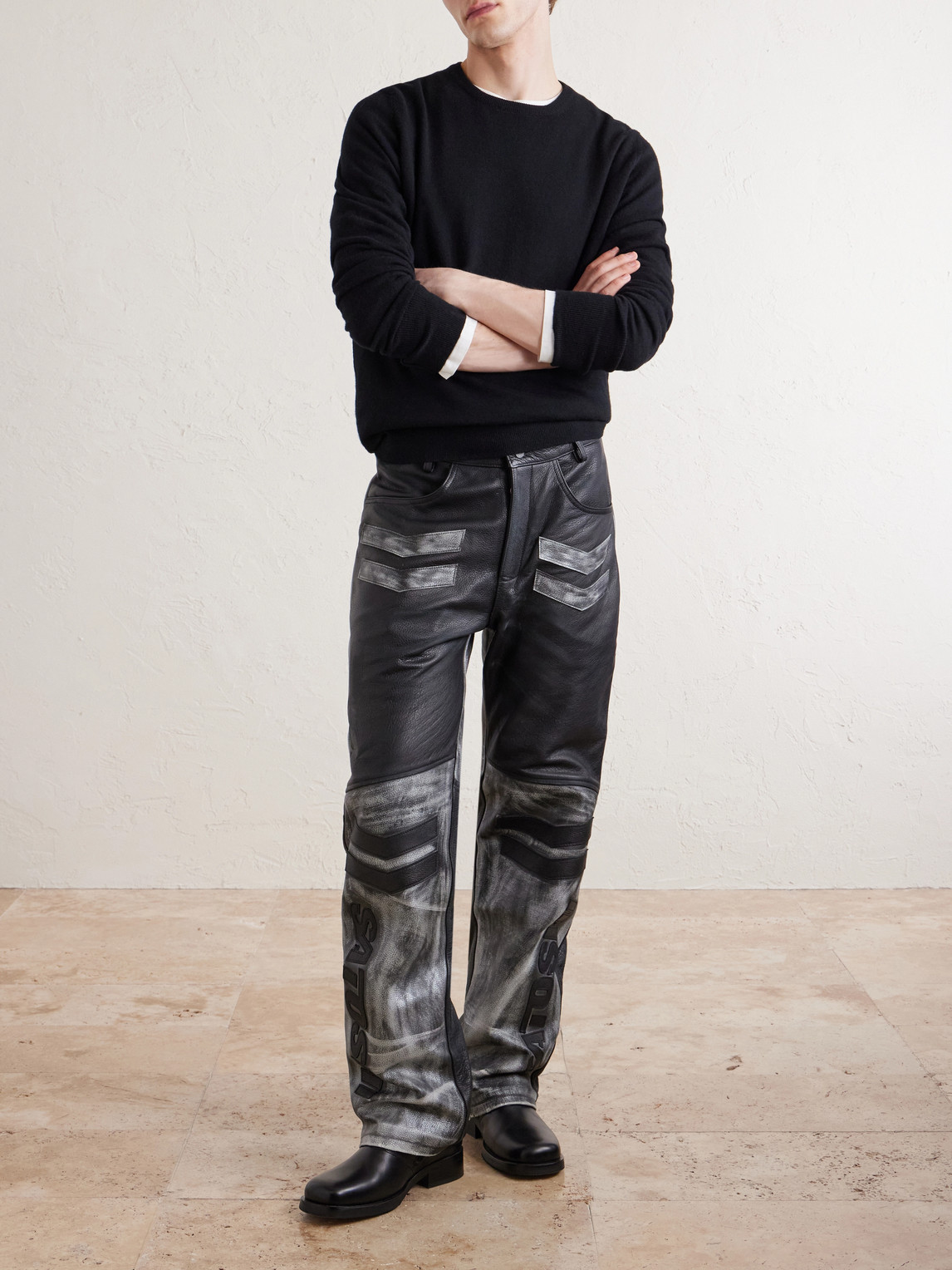 2.0 Moto Appliquéd Leather Trousers