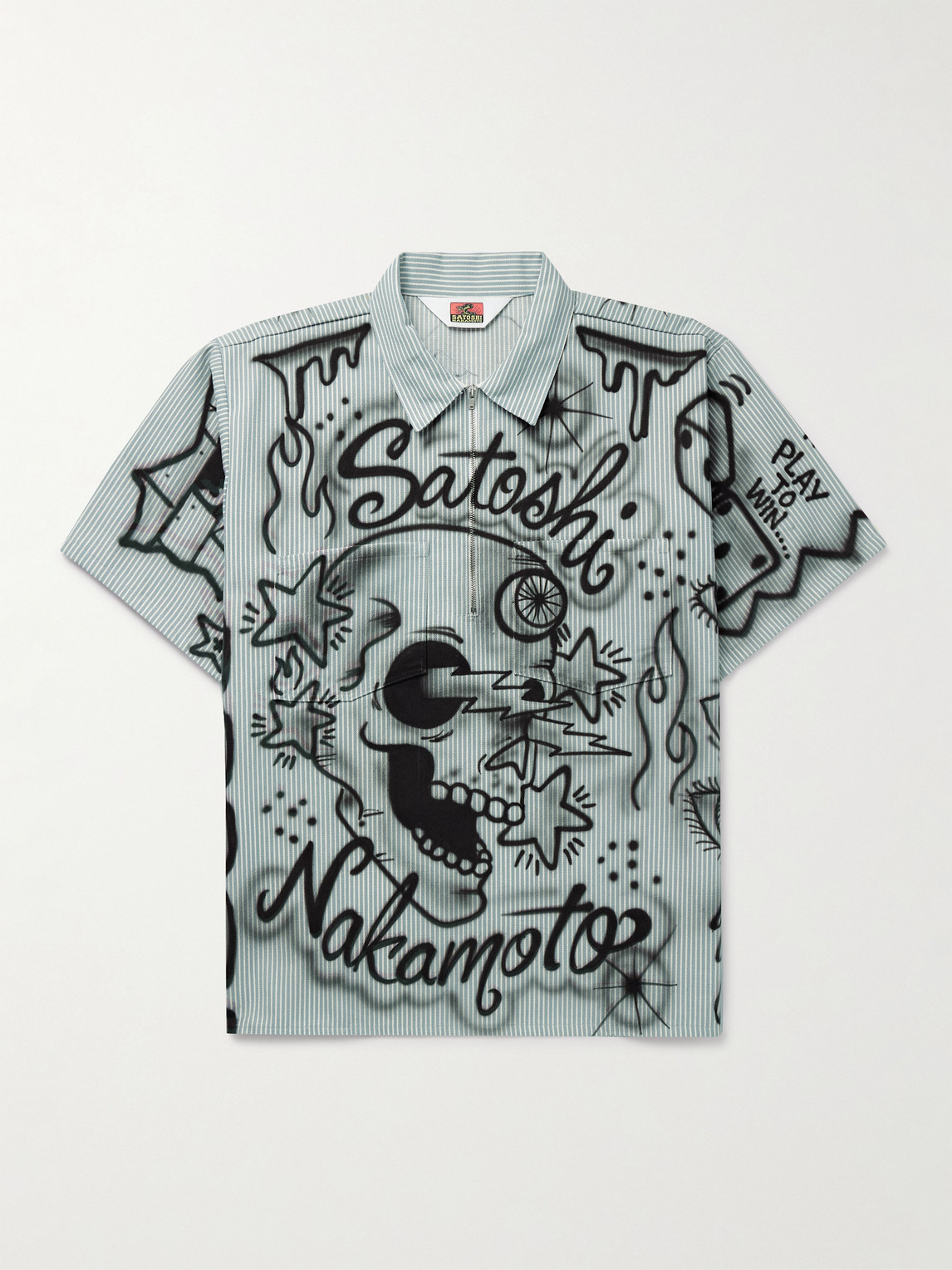 Satoshi Nakamoto Abandoned Theme Park triped Printed Cotton Polo hirt - Men