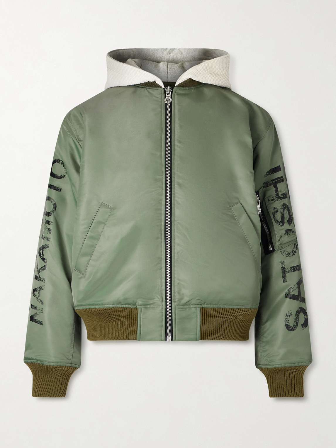 Satoshi Nakamoto Abandoned Theme Park Printed Shell Bomber Jacket In Green