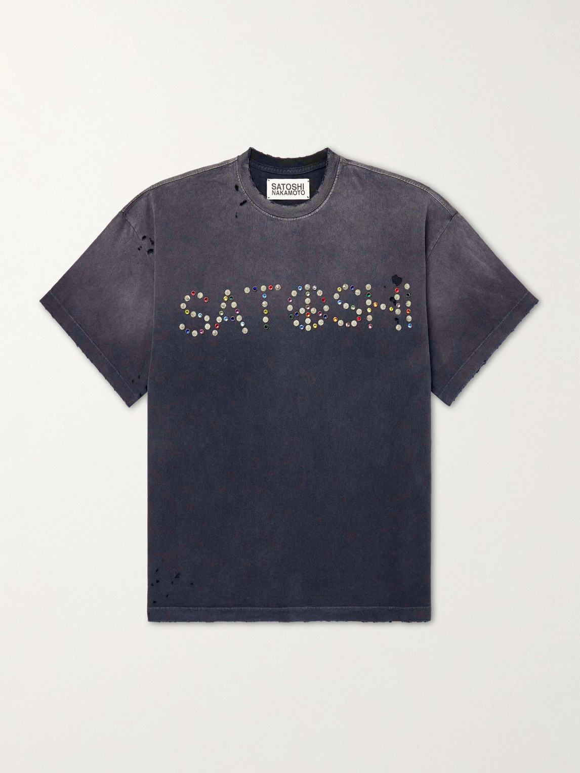 Satoshi Nakamoto Whatever It Takes Logo-Embellished Distressed Cotton-Jersey T-shirt - Men - Women's Clothing