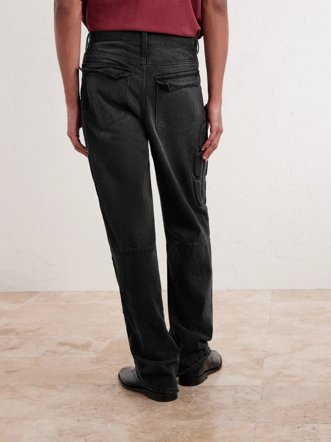 Enduro Straight-Leg Padded Paint-Splattered Jeans