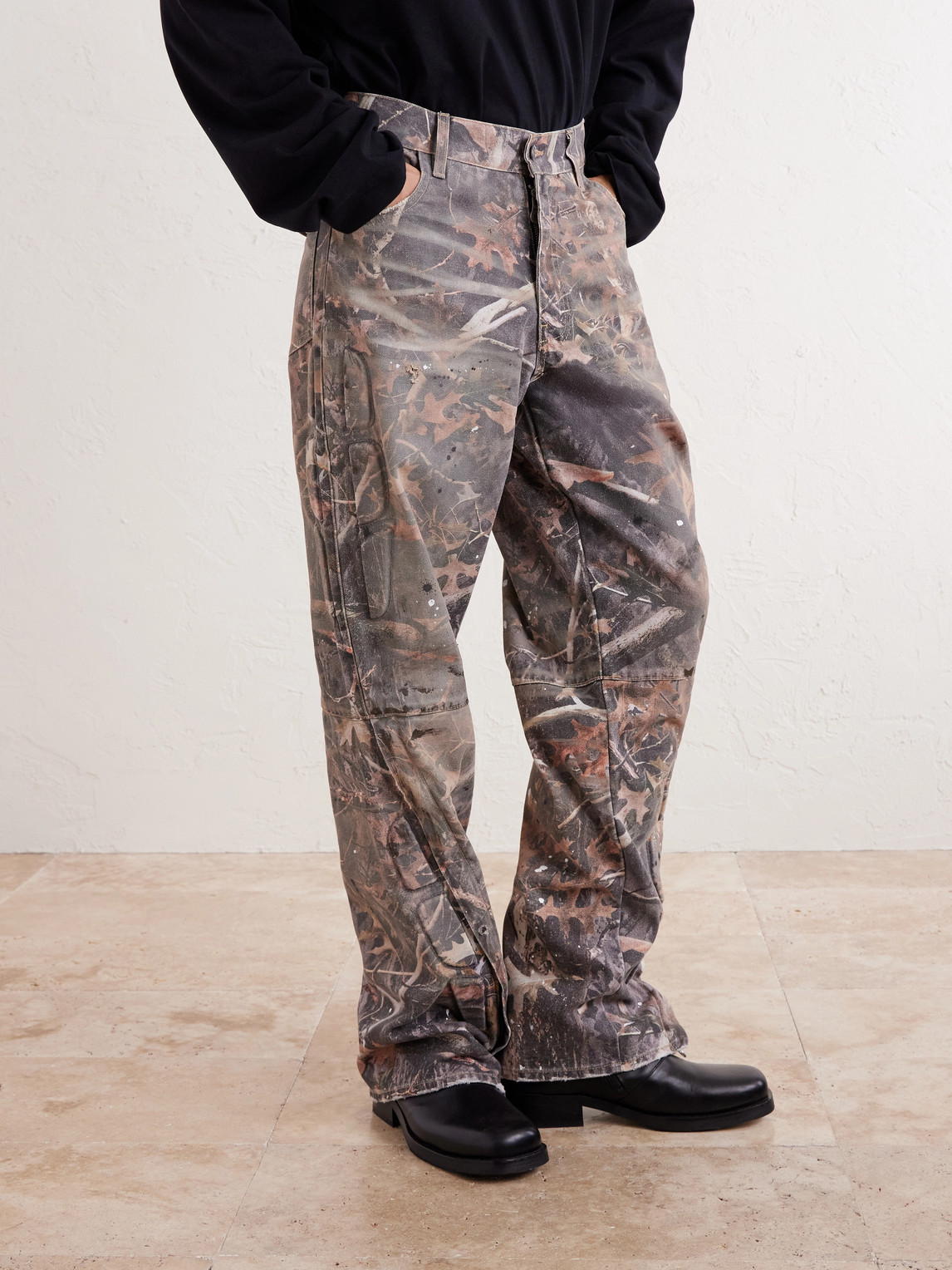 Enduro Straight-Leg Padded Camouflage-Print Jeans