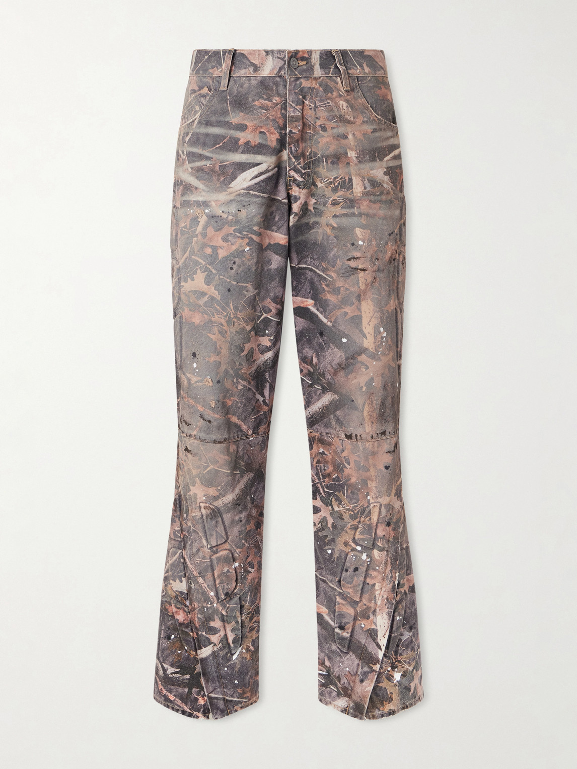 Satoshi Nakamoto Enduro Straight-leg Padded Camouflage-print Jeans In Pink