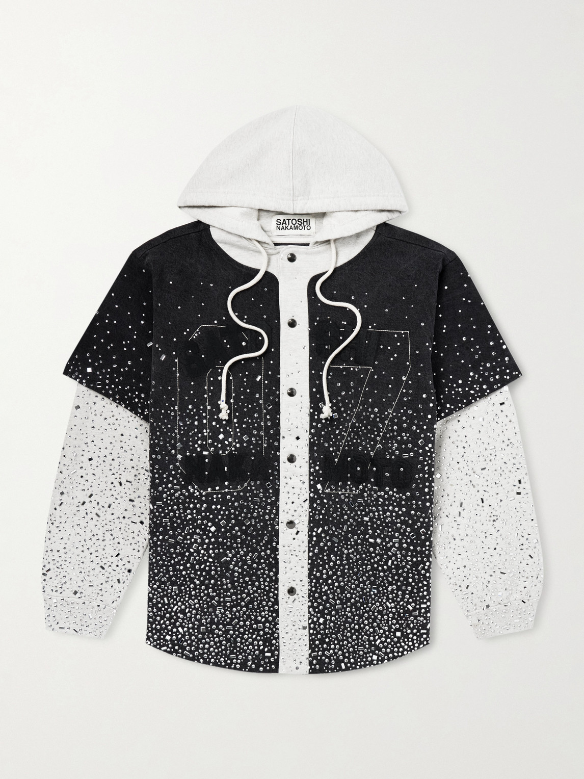 Satoshi Nakamoto Embellished Layered Cotton Hoodie - Men